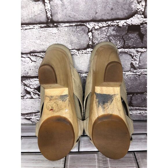 Earthies Tropez Taupe Suede Platform Slide Block Heel Sandals Women Sz 6.5B US - Picture 8 of 16